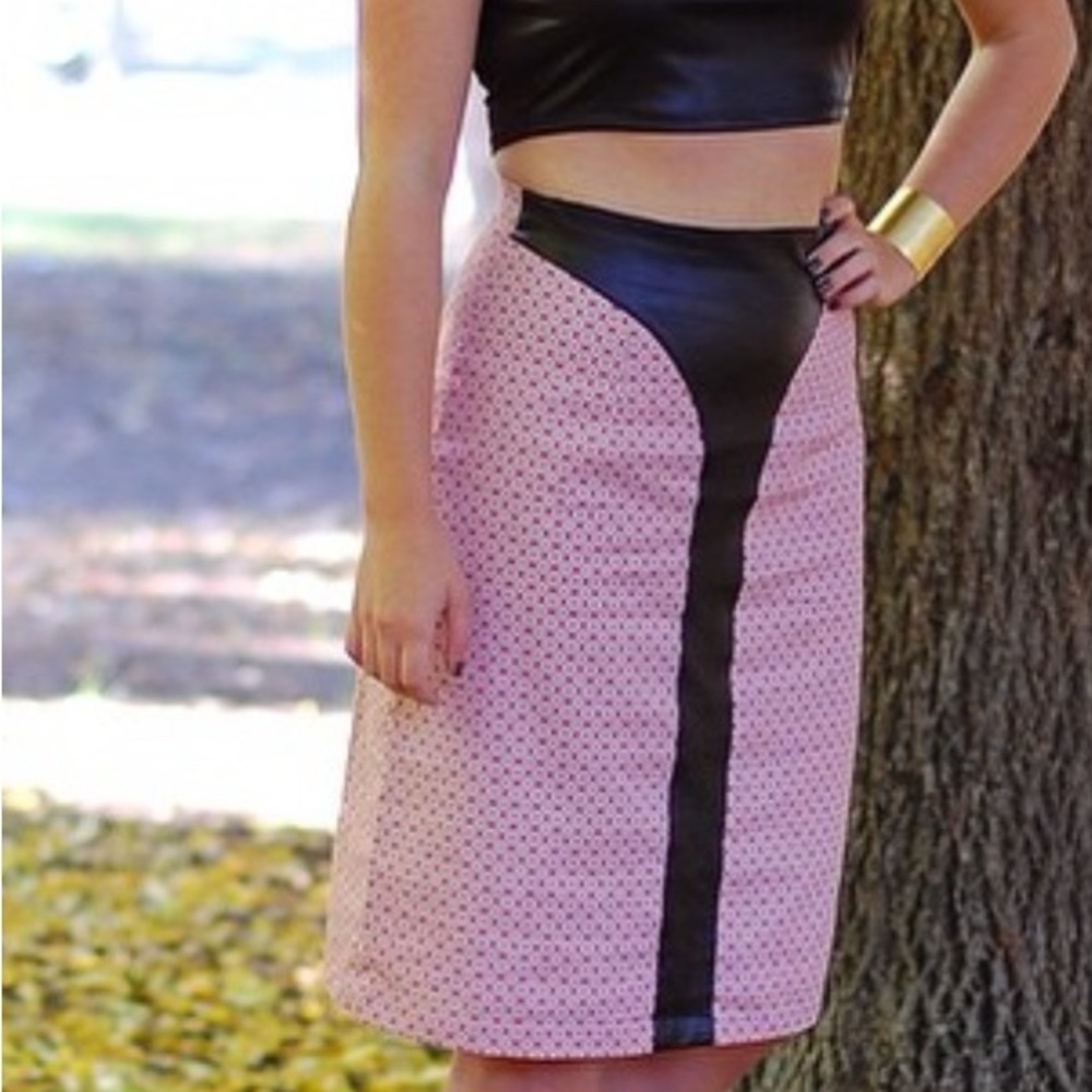 Salmon pink and Black Women's Skirt